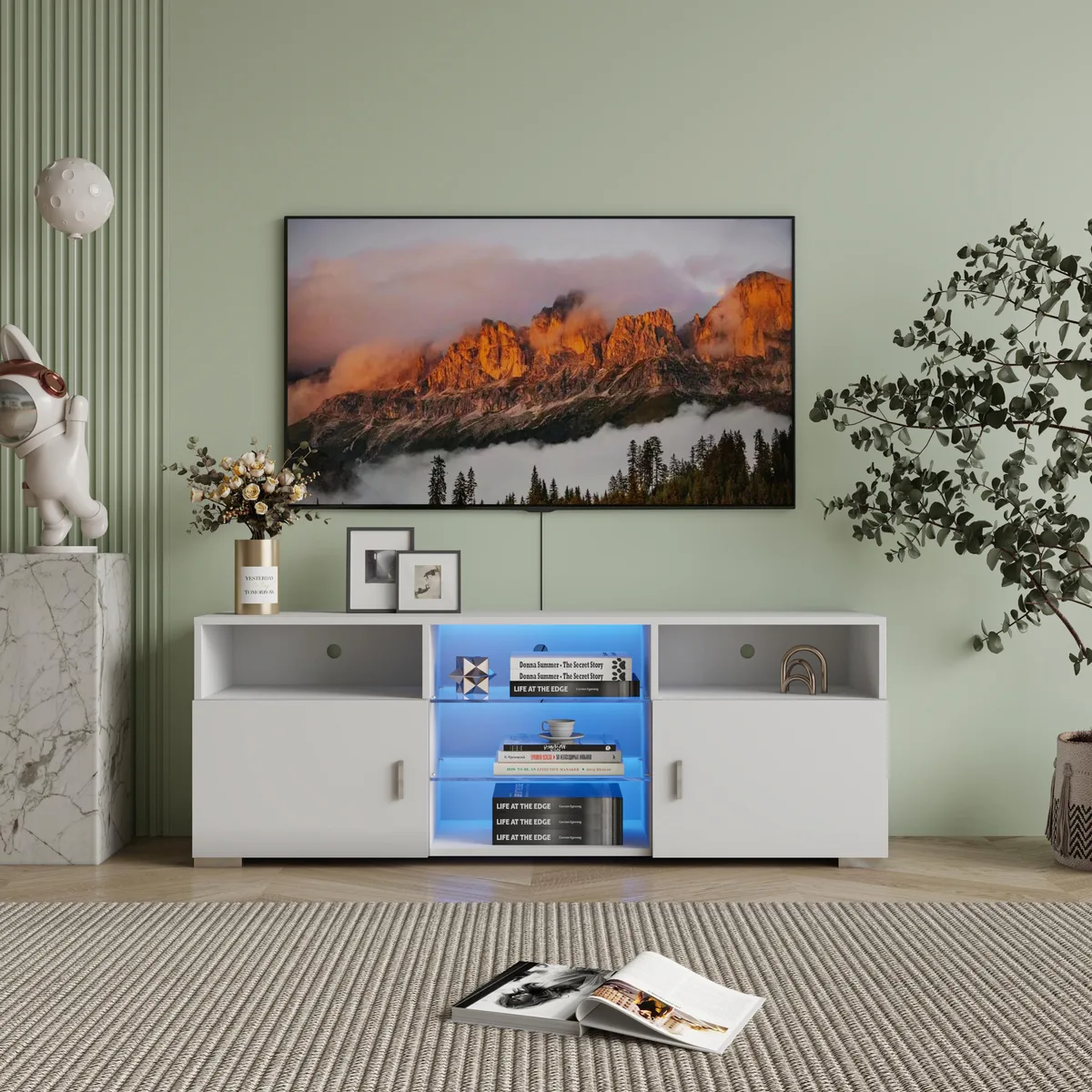 tuphen tuphen TV Stand 32-60 inch White LED Home Entertainment — product photo