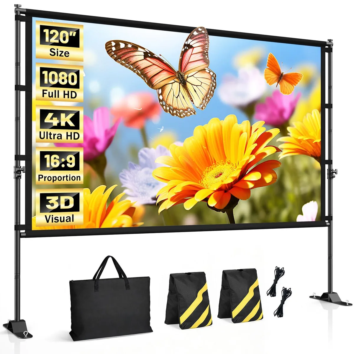  Enayplon 120 inch Outdoor Projector Screen with Stand — product photo
