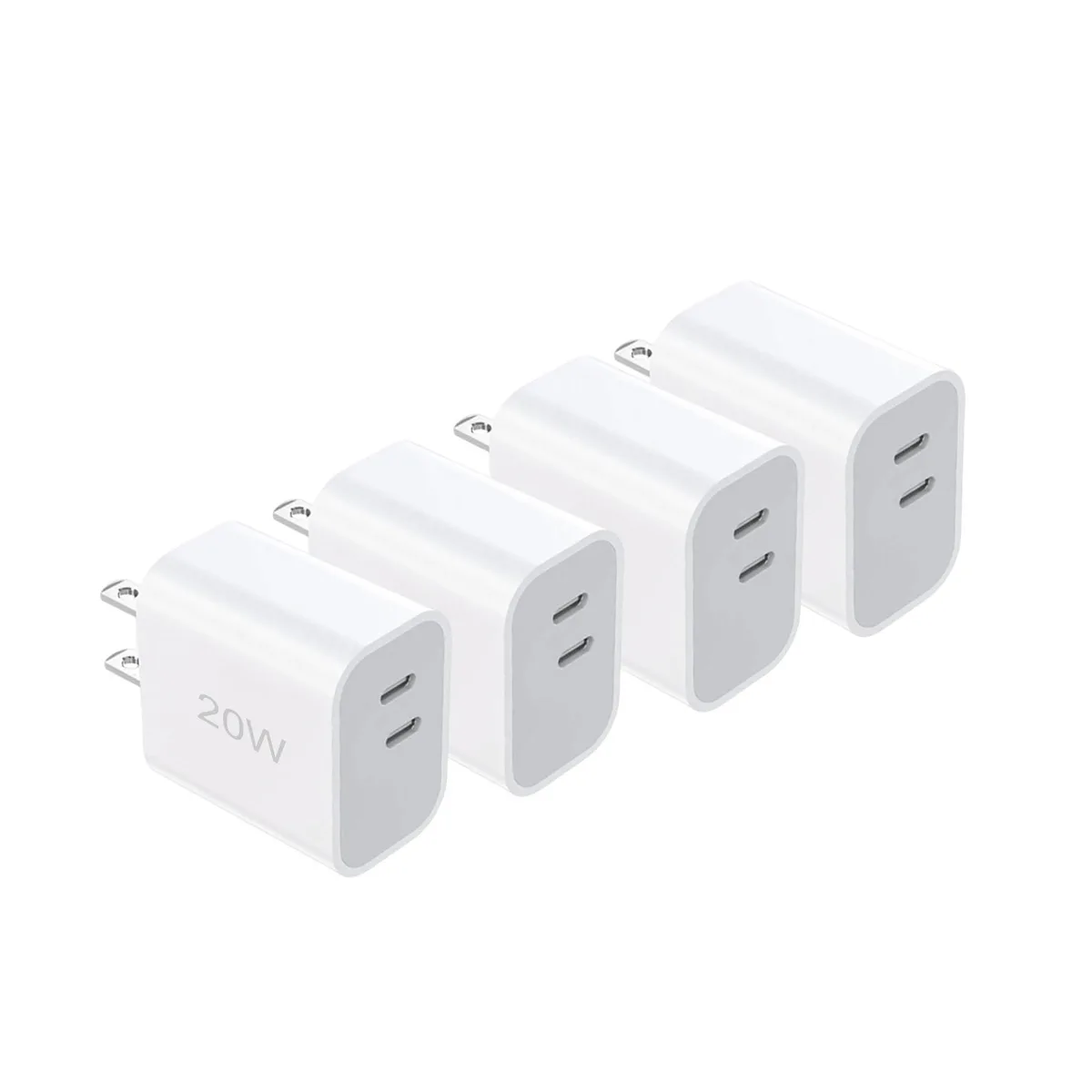 Compact white dual USB-C wall charger with folding prongs
