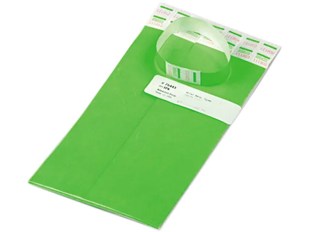 Advantus Advantus 75443 Sequentially Numbered Tyvek Wristbands Green 100 Pack — product photo