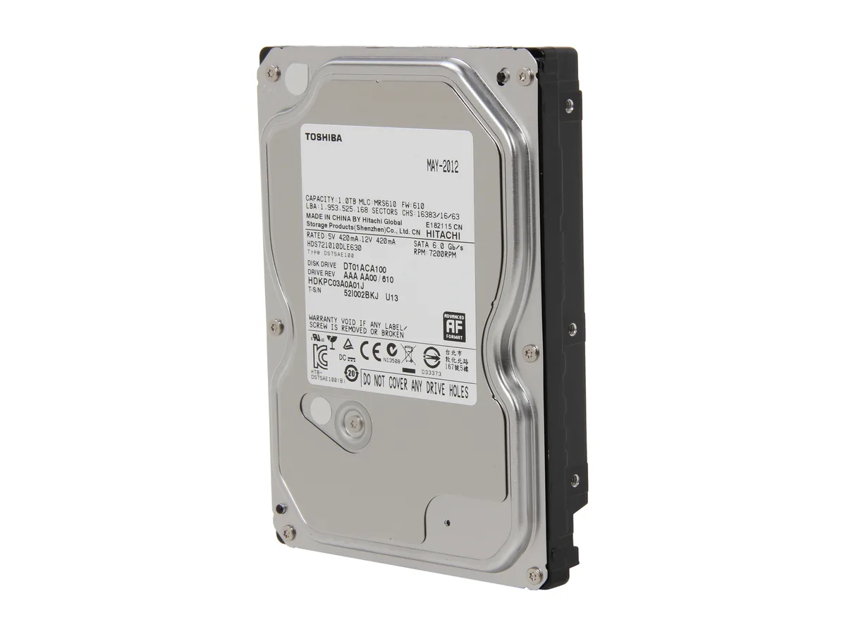 Toshiba Toshiba DT01ACA100 1TB 7200 RPM 32MB SATA 6.0Gb/s 3.5" internal hard drive — product photo