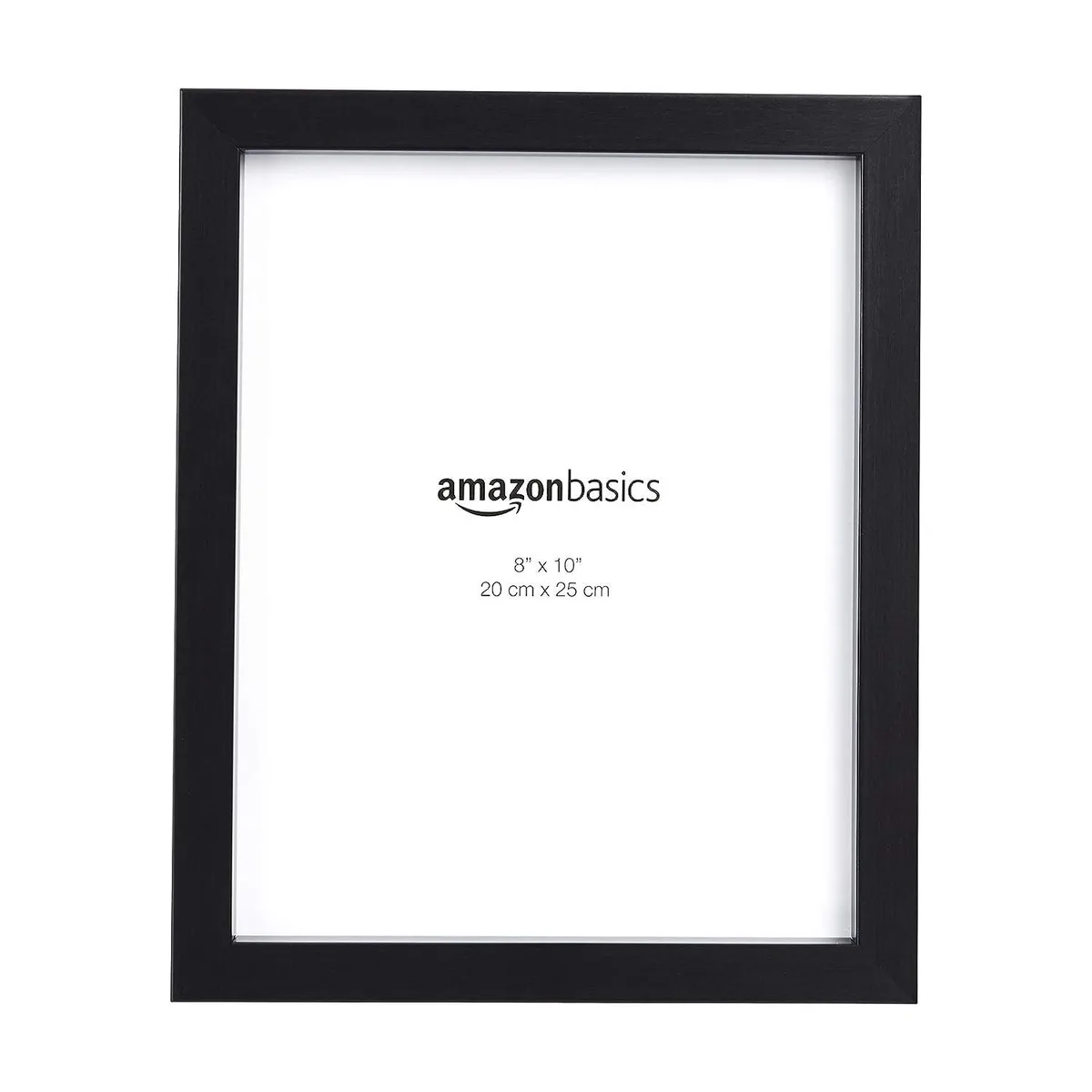 Two black rectangular frames with glass fronts and wood backs, each 8 by 10 inches