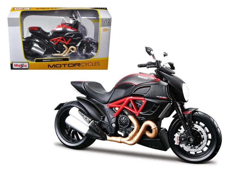 Maisto Maisto Ducati Diavel Red and Carbon 1/12 Diecast Motorcycle Hobby Collectible — product photo