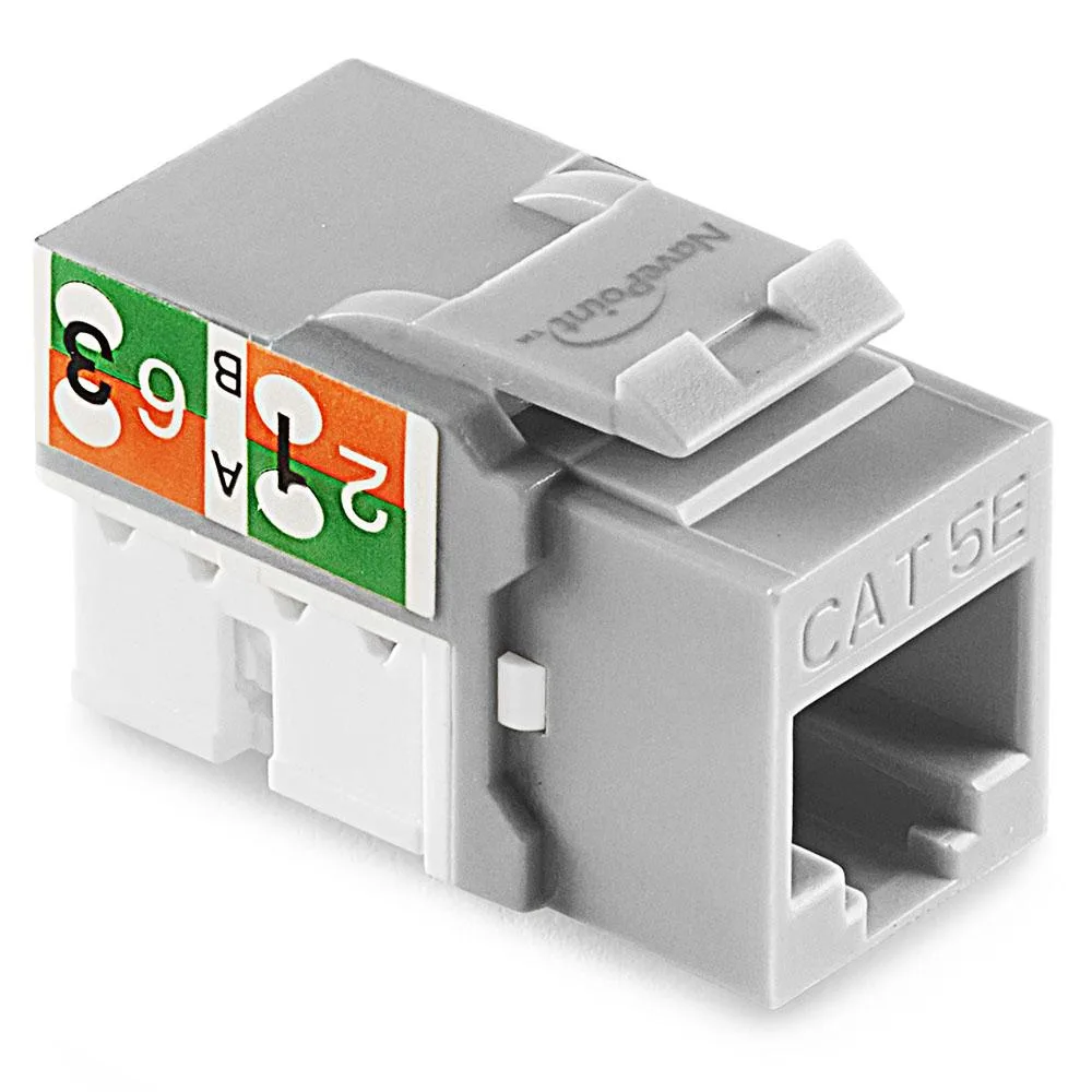 NavePoint NavePoint 90 Degree Cat5e Keystone Jack RJ45 Type 110 Gray 25-Pack — product photo