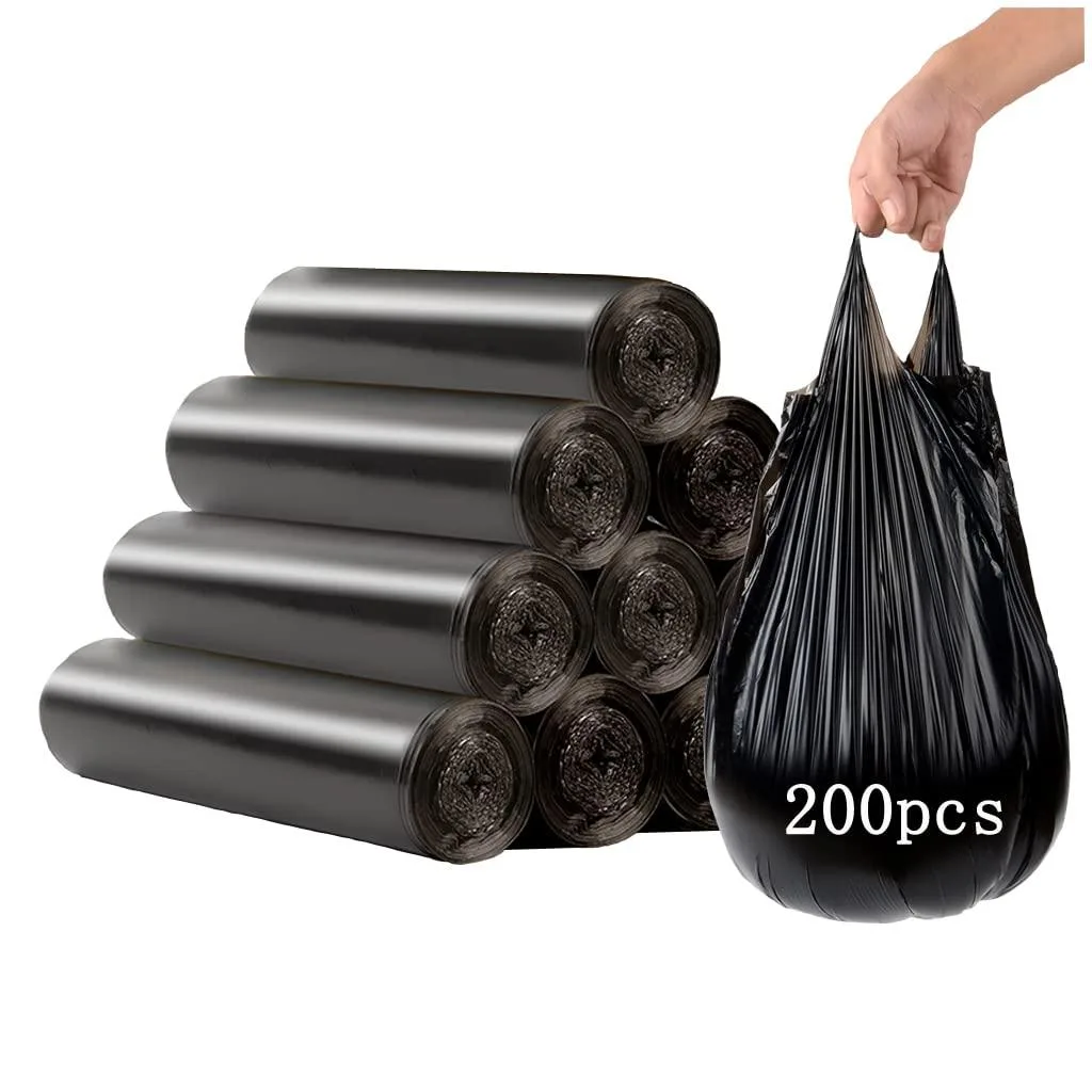 Flat pack of 200 small black 4-gallon trash bags 35x29cm