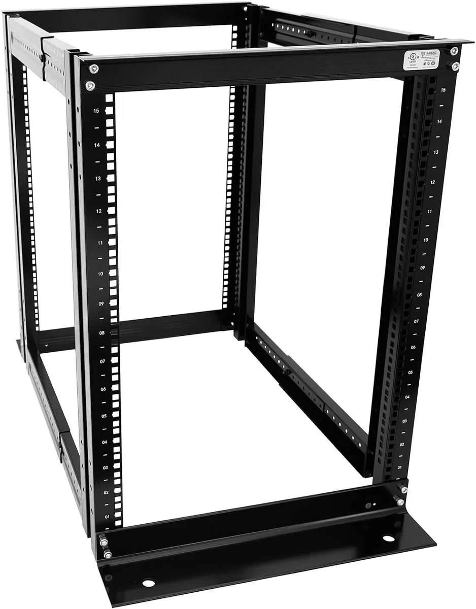 TAURKENAM TAURKENAM 15U 19 Inch 4 Post Open Server Rack 36 Inch Height 400LB Capacity — product photo