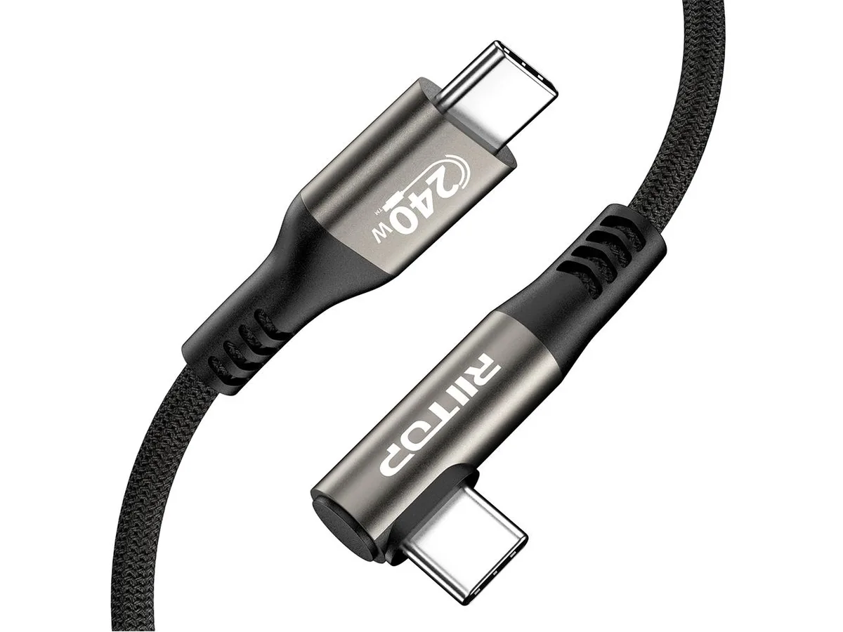RIITOP RIITOP 240W USB C to C Cable 6.6ft 90 Degree Black — product photo
