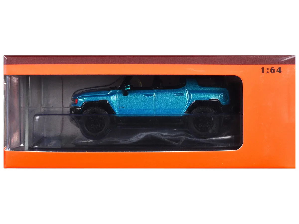 GCD GCD 2023 GMC Hummer EV SUV Blue Metallic Black Top 1/64 Diecast Hobby Collectible — product photo