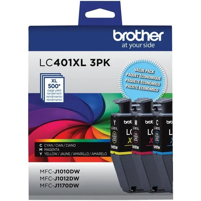 Brother Brother LC401XL3PKS high-yield colour ink cartridges (genuine brands) 3-pack 500 pages — product photo