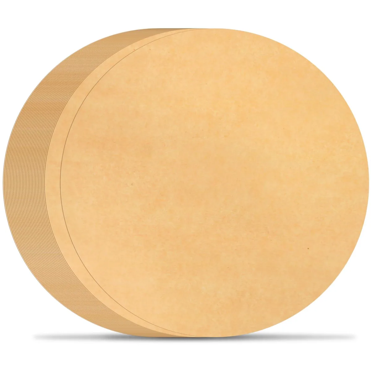 Stack of 100 round unbleached parchment sheets 12 inch diameter