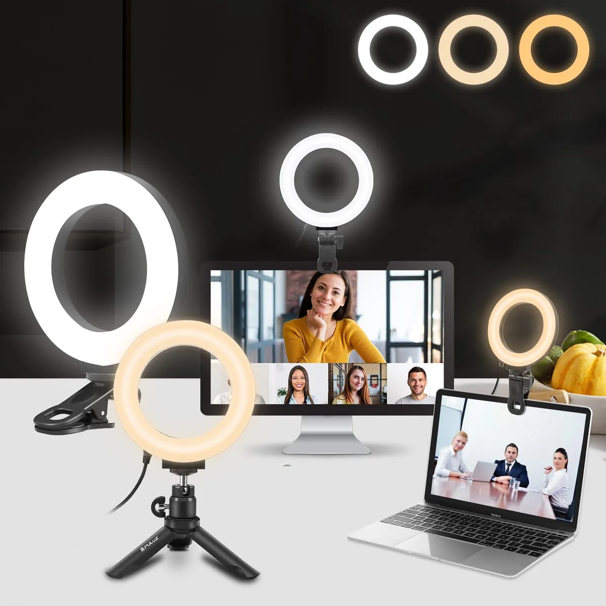  HP 4.7" Ring Light USB Clip Tripod 3200-6500K 10 Levels — product photo