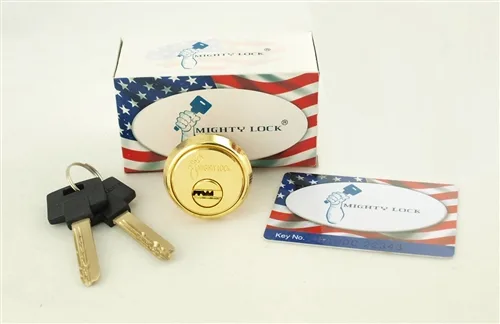 MAXTECH MAXTECH MLRMC High Security Rim/Mortise Cylinder Combo Interchangeable Polished Brass 006 Keyway 10 Pin 2 Keys — product photo
