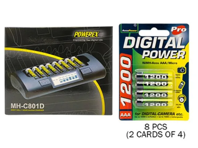 Maha Energy Corp. Maha Energy Corp. MH-C801D 8-cell charger with 8 AAA 1200 mAh NiMH batteries — product photo