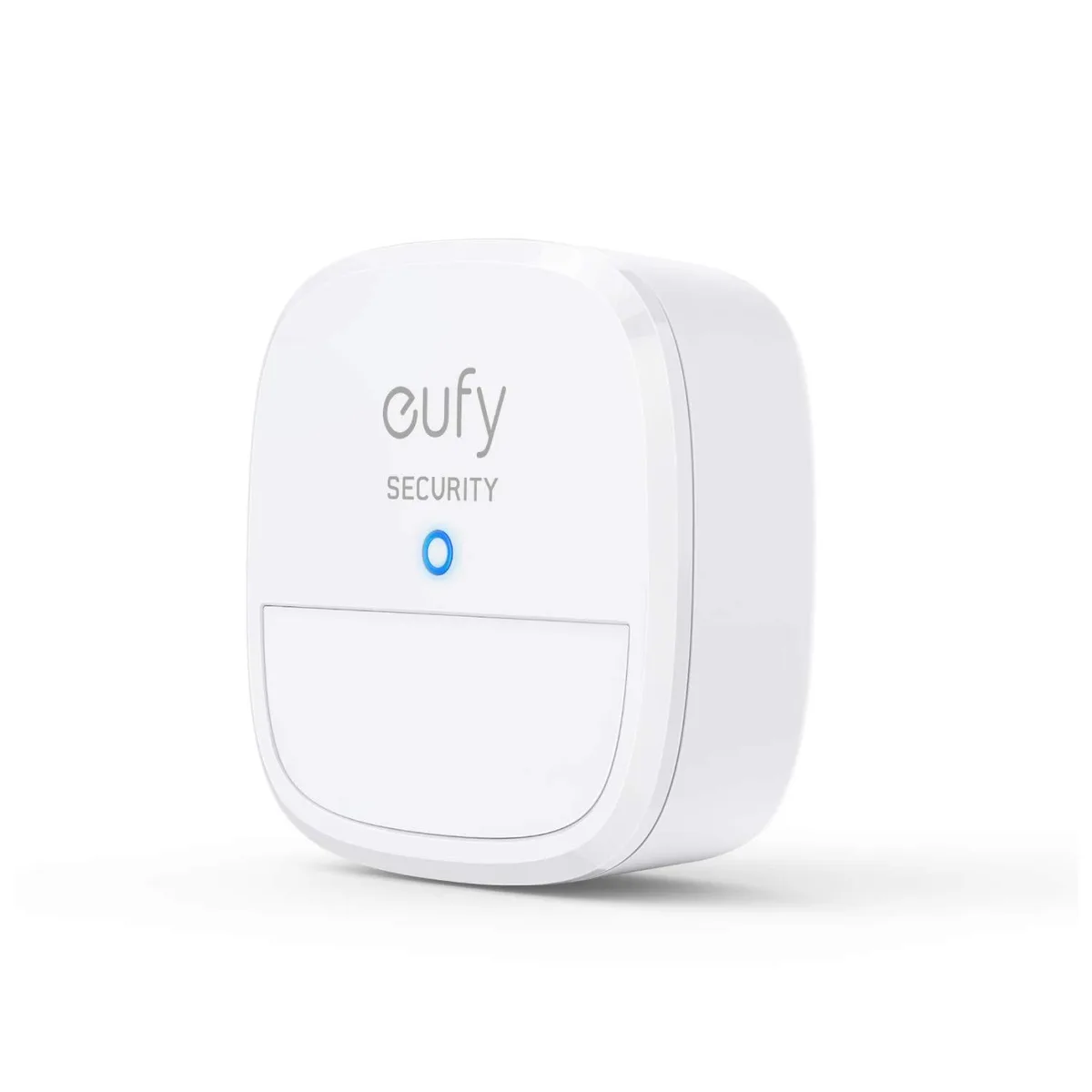 White rectangular motion sensor, wall-mount design, battery powered