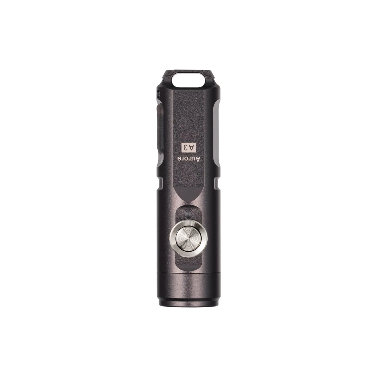 Compact grey aluminium keychain flashlight with magnetic base and USB-C port