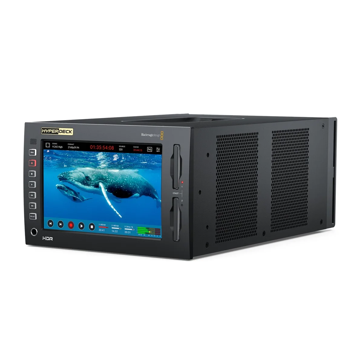 Blackmagic Design HyperDeck Extreme 4K HDR broadcast deck with 7 inch 1920 x 1200 touchscreen display
