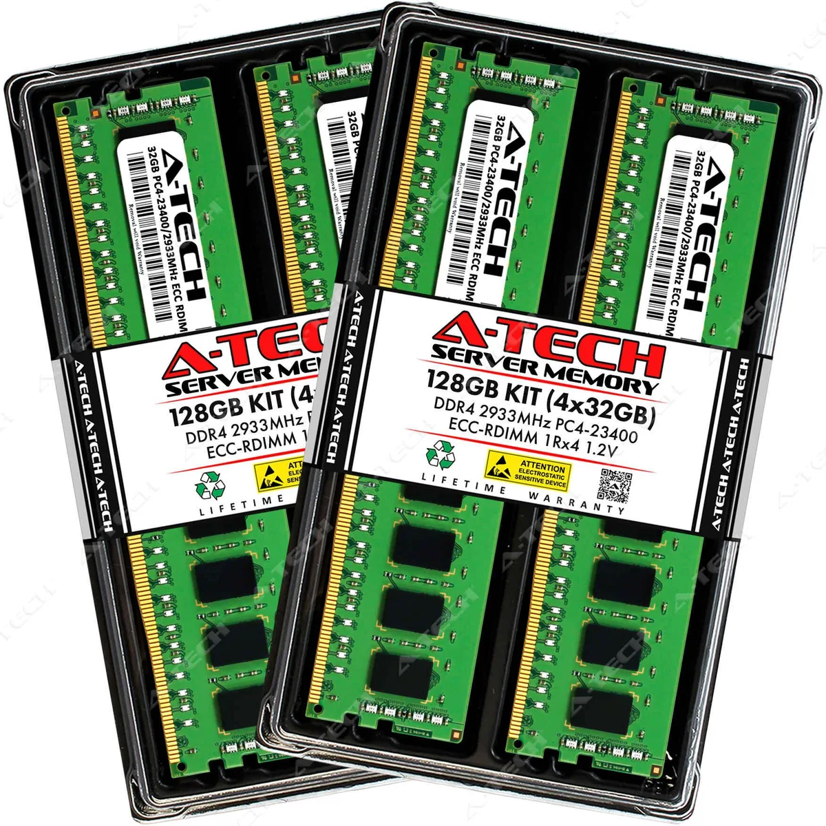 A-Tech A-Tech 128GB (4x32GB) DDR4 2933 ECC RDIMM 1Rx4 server RAM — product photo