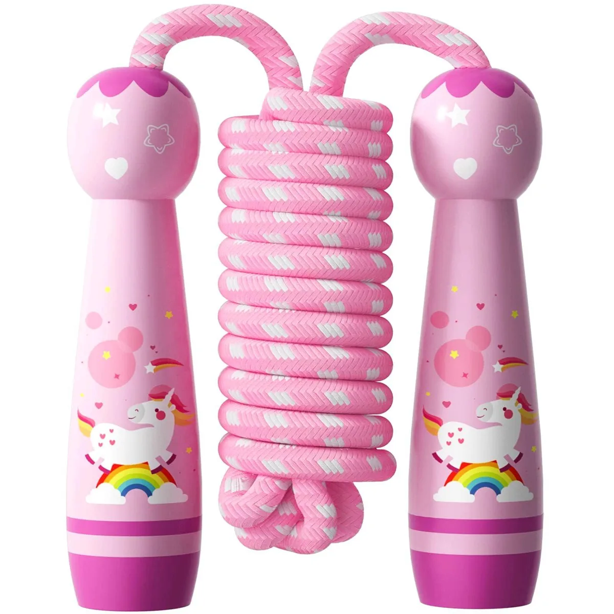  nonogo Adjustable Cotton Braided Skipping Rope Wooden Handle Outdoor Toy — product photo