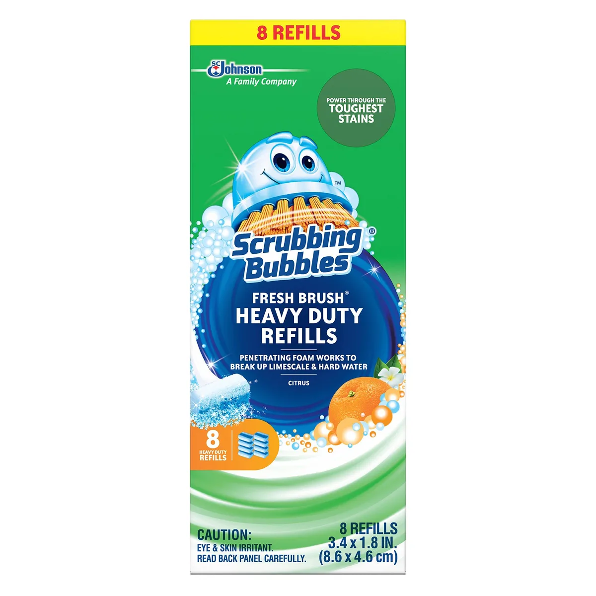 Eight white disposable toilet cleaning refill pads in packaging