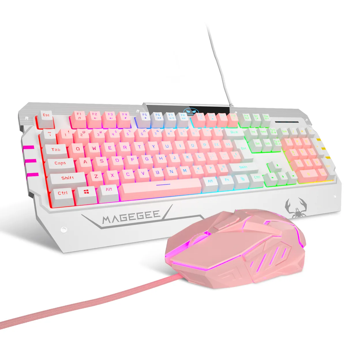 INMISS INMISS GT817 Gaming Keyboard 104 Key RGB Wired Mouse Included Black Pink — product photo