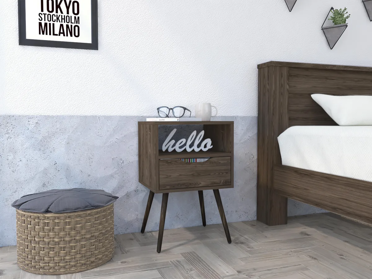 tuphen tuphen 1-Drawer 1-Shelf Nightstand Dark Walnut — product photo