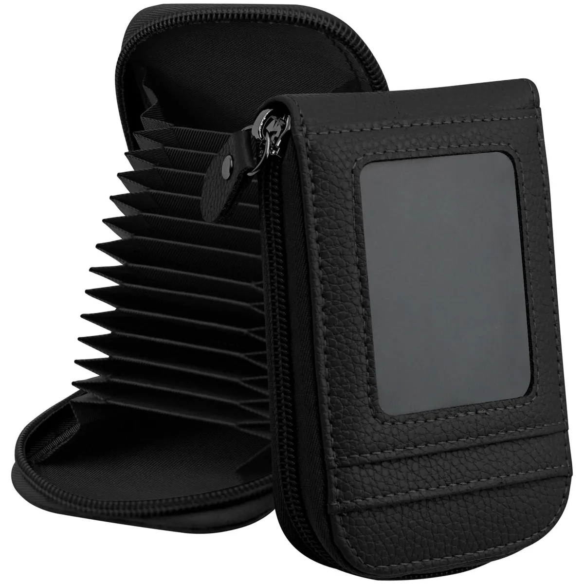  DEEZOMO 002-2bk Genuine Leather Wallet 2 Pack Black 14 Slots RFID Blocking — product photo