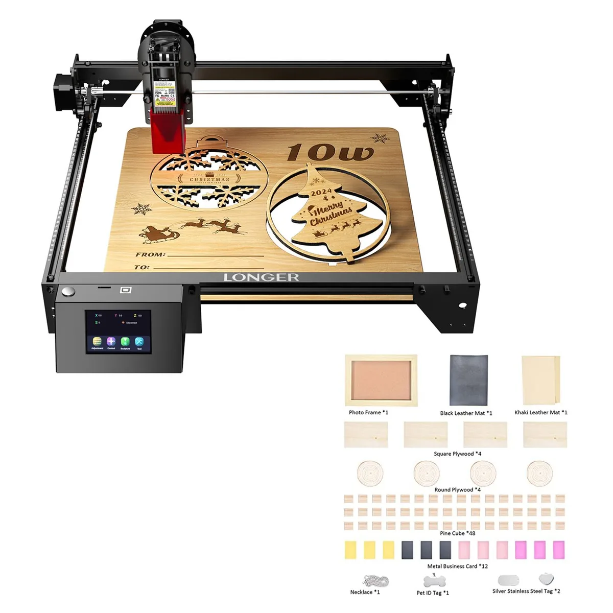 LONGER LONGER RAY5 10W Laser Engraver & 77pcs Material Kit — product photo