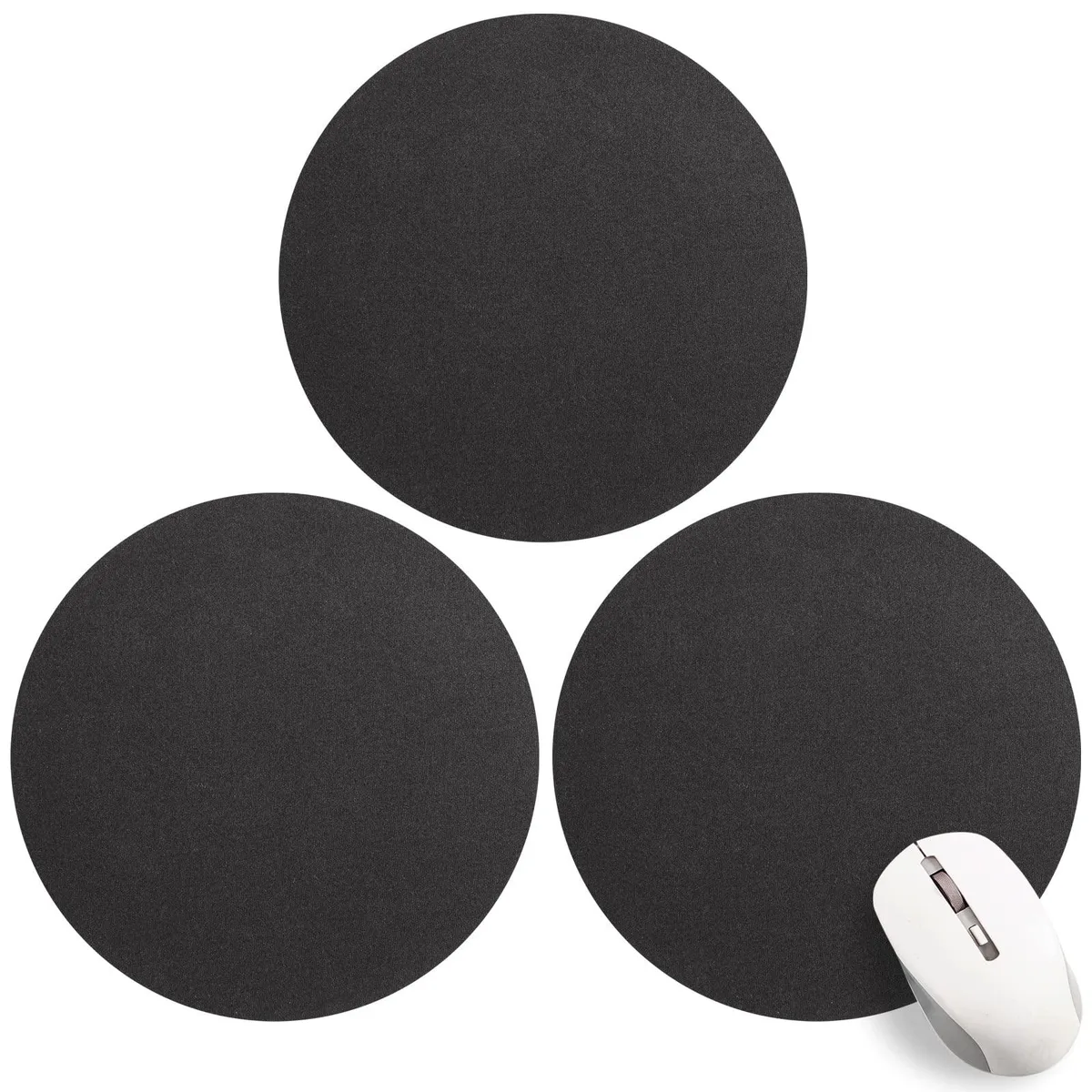 Three round fabric mouse pads 7.87 in diameter with non-slip rubber base