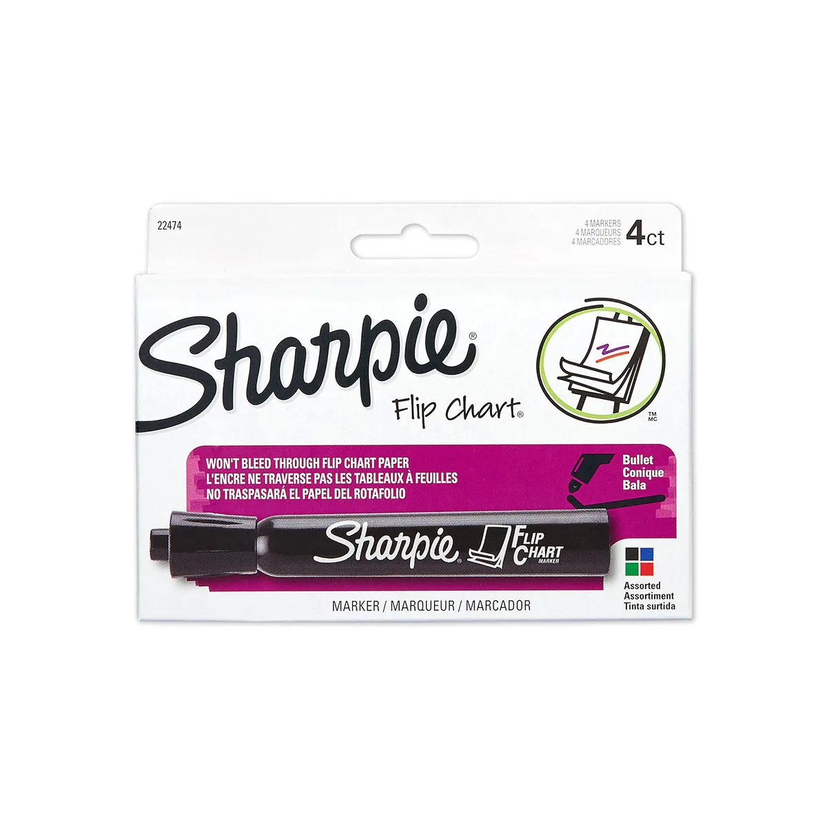 Sharpie Flip Chart Markers Bullet Tip Assorted 4 Pack — product photo