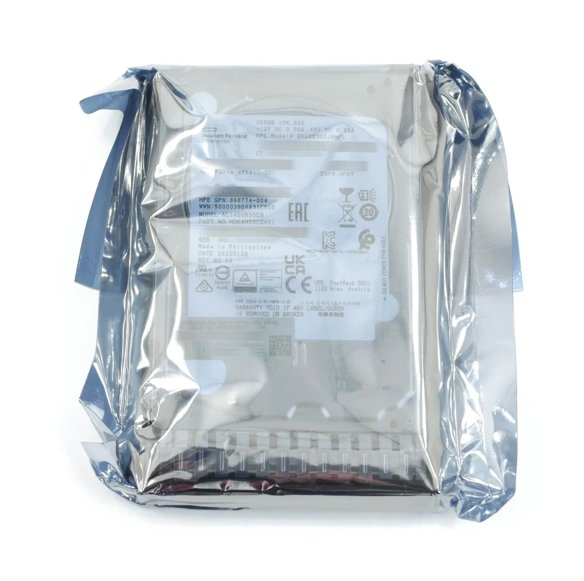HPE HPE 300GB SAS 12Gb/s 15K RPM 2.5" SFF EH000300JWHPL internal hard drive — product photo