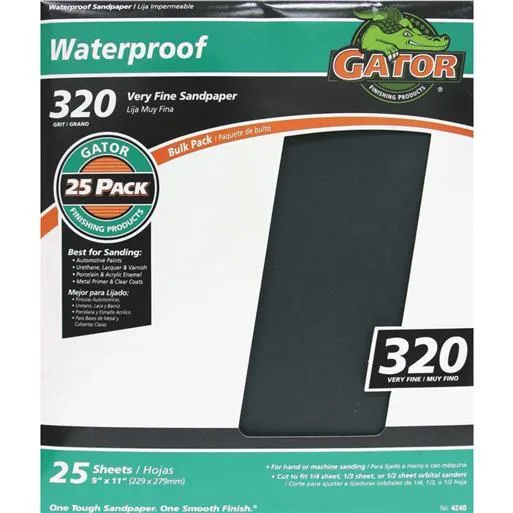 Ali Indistries Inc Ali Indistries Inc 4240 320 Grit Wet/Dry Sandpaper 25 Sheets 9x11in — product photo