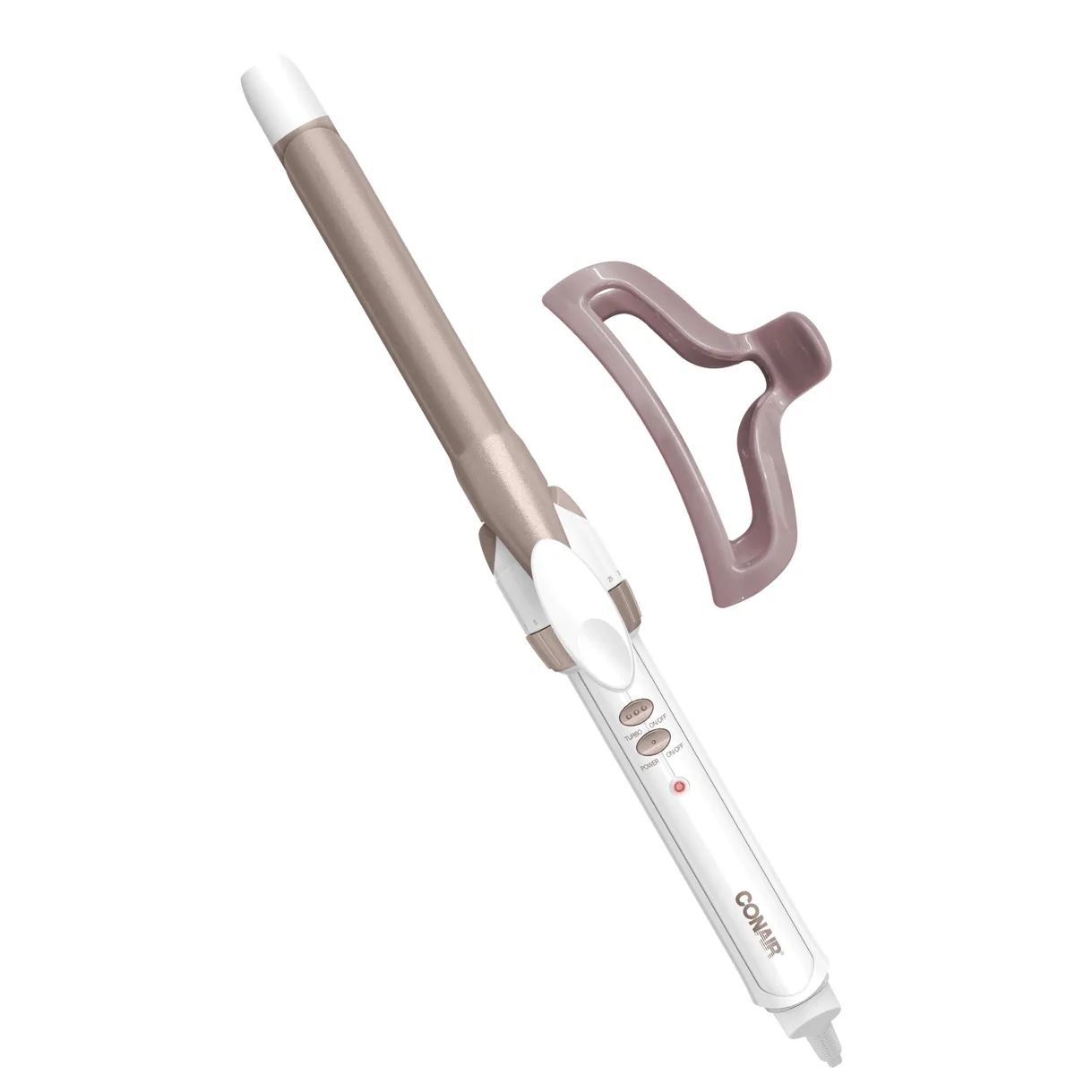  Conair Double Ceramic ¾-Inch Curling Iron with Claw Clip White/Rose Gold 30 heat settings — product photo