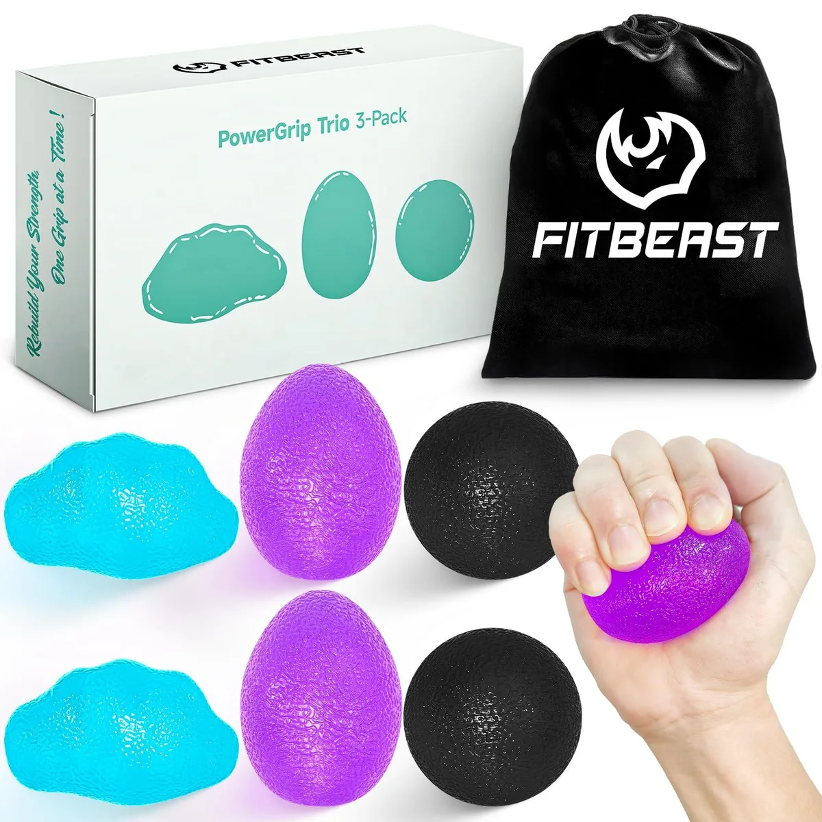  Stress Balls for Adults 6 Pack 3 Resistance Levels Sports Medicine — product photo