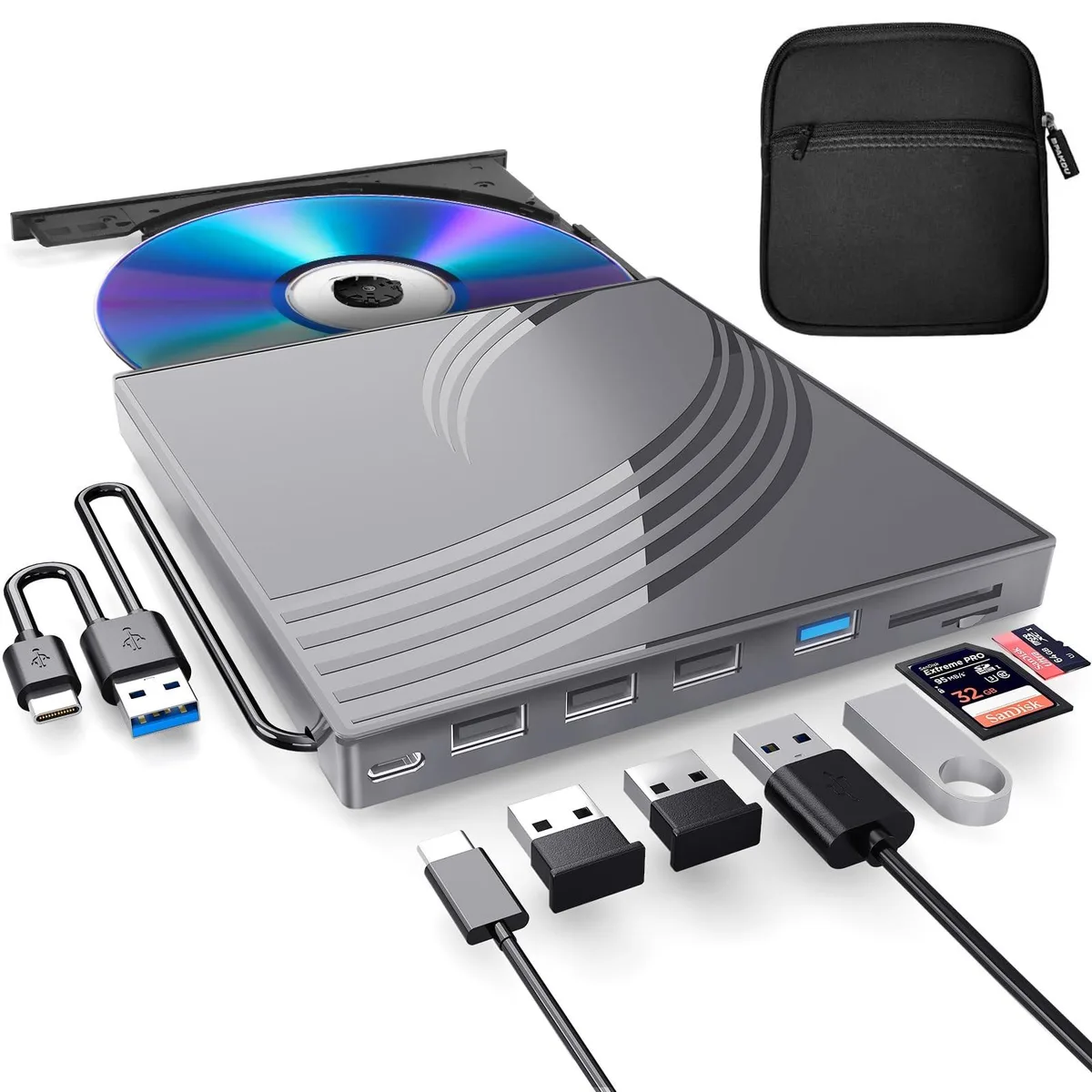 ARCTIC ARCTIC 2 in 1 accessory USB 3.0 hub CD/DVD drive Gray — product photo