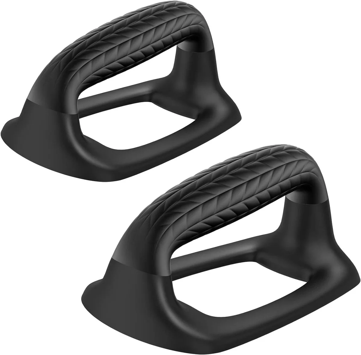 Pair of black plastic push-up bars, 14 inch rubber grips, non-slip base