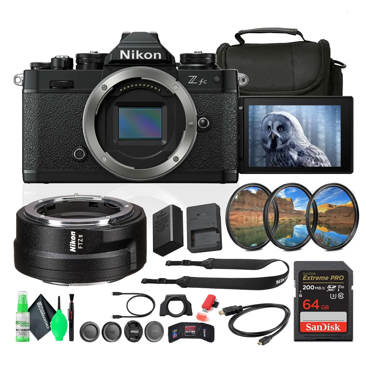 Nikon Inc Nikon Z fc Black Kit with FTZ II Adapter 64GB Card 20.9MP 4K — product photo