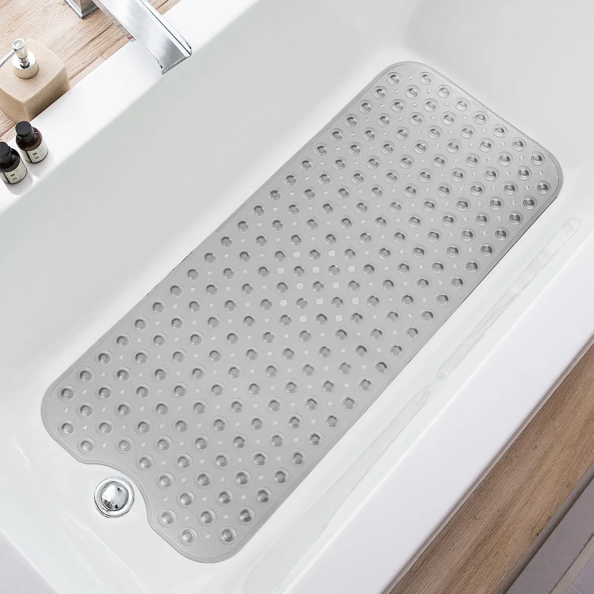  TEESHLY Extra Long Bath Mat 39 x 16 Inch Clear Grey — product photo