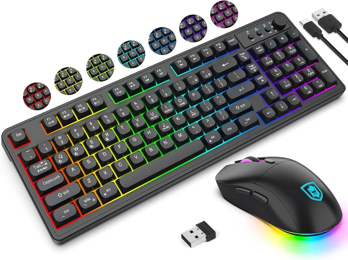 BFKK BFKK BT98 Gaming Keyboard and Mouse Combo with Knob — product photo