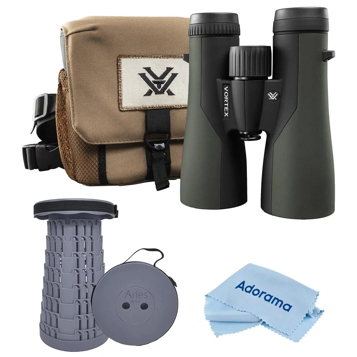 Vortex Optics Vortex Optics Crossfire HD 12x50 Binocular Bundle with Stool and Cleaning Cloth — product photo