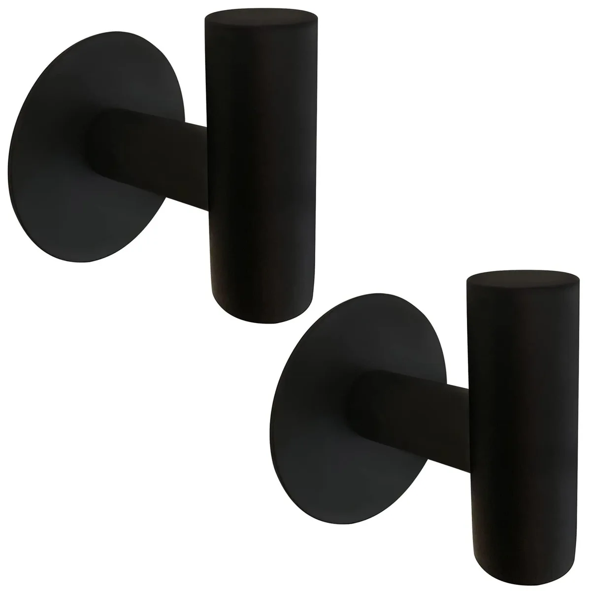 Two adhesive wall hooks in 304 stainless steel, square profile with rounded edges, brushed finish