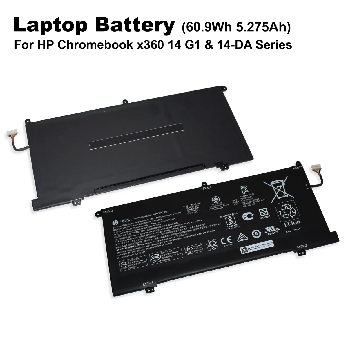 HP HP Chromebook 14 Laptop Battery L29959-005 3-Cell 60Wh 5.275Ah — product photo