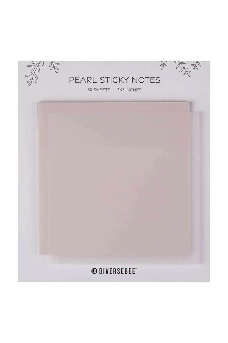Square transparent sticky notes in pearl finish, 50 sheets per pad