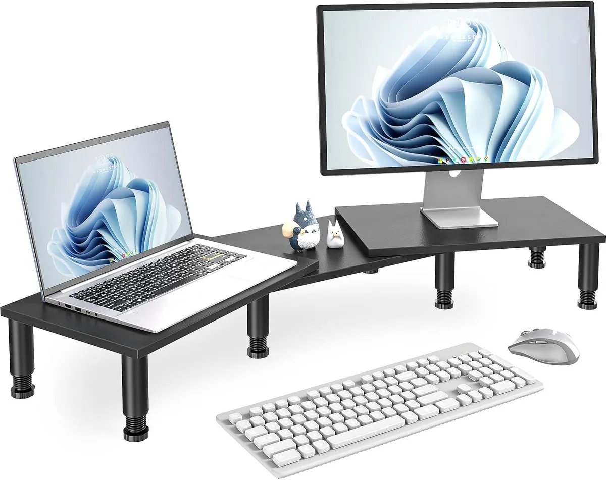 PISKEKAT PISKEKAT Dual Monitor Stand Riser Black 29.2-42.5" 3.7-5.2" 15° 100lbs — product photo