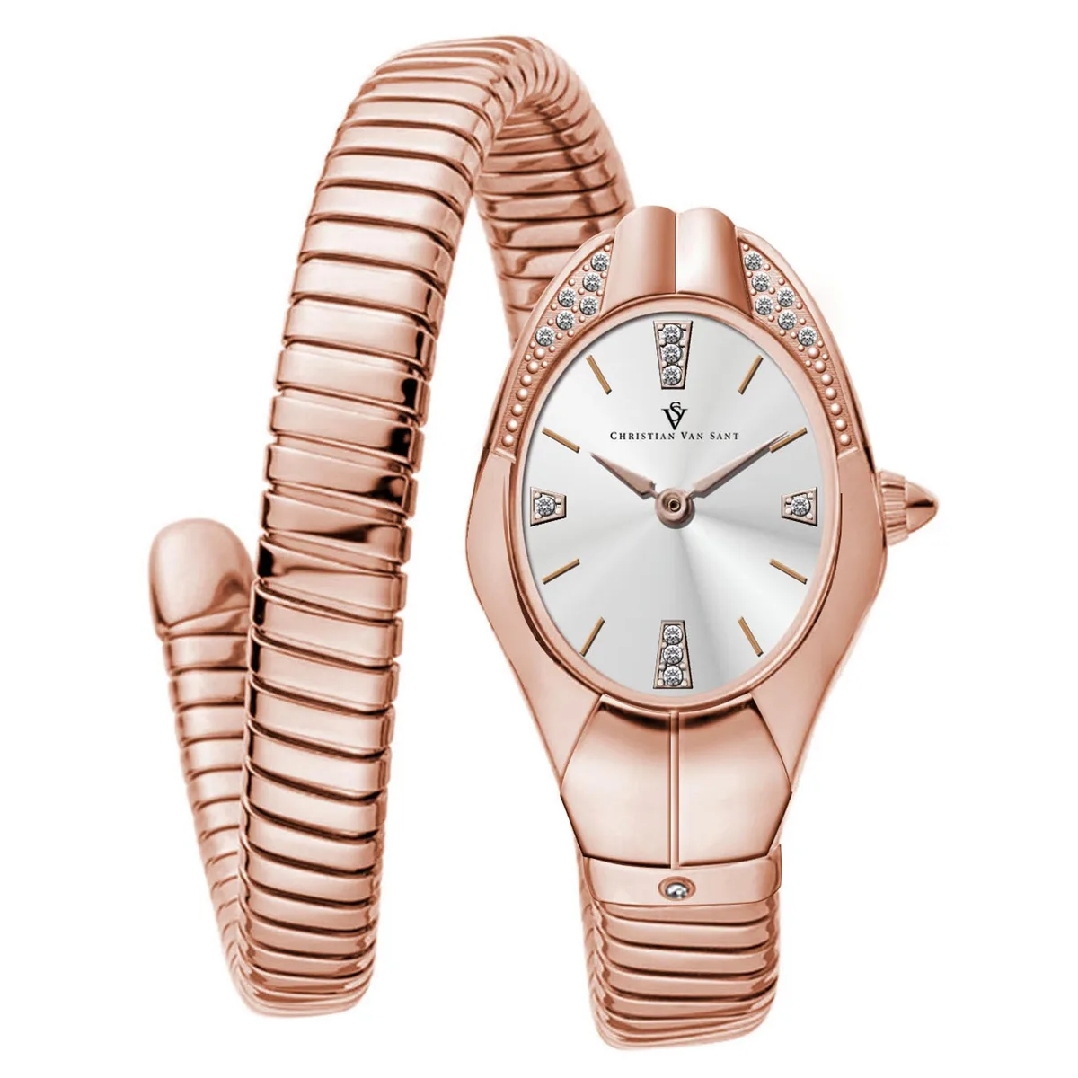 Silver stainless steel watch with silver dial and metal bracelet