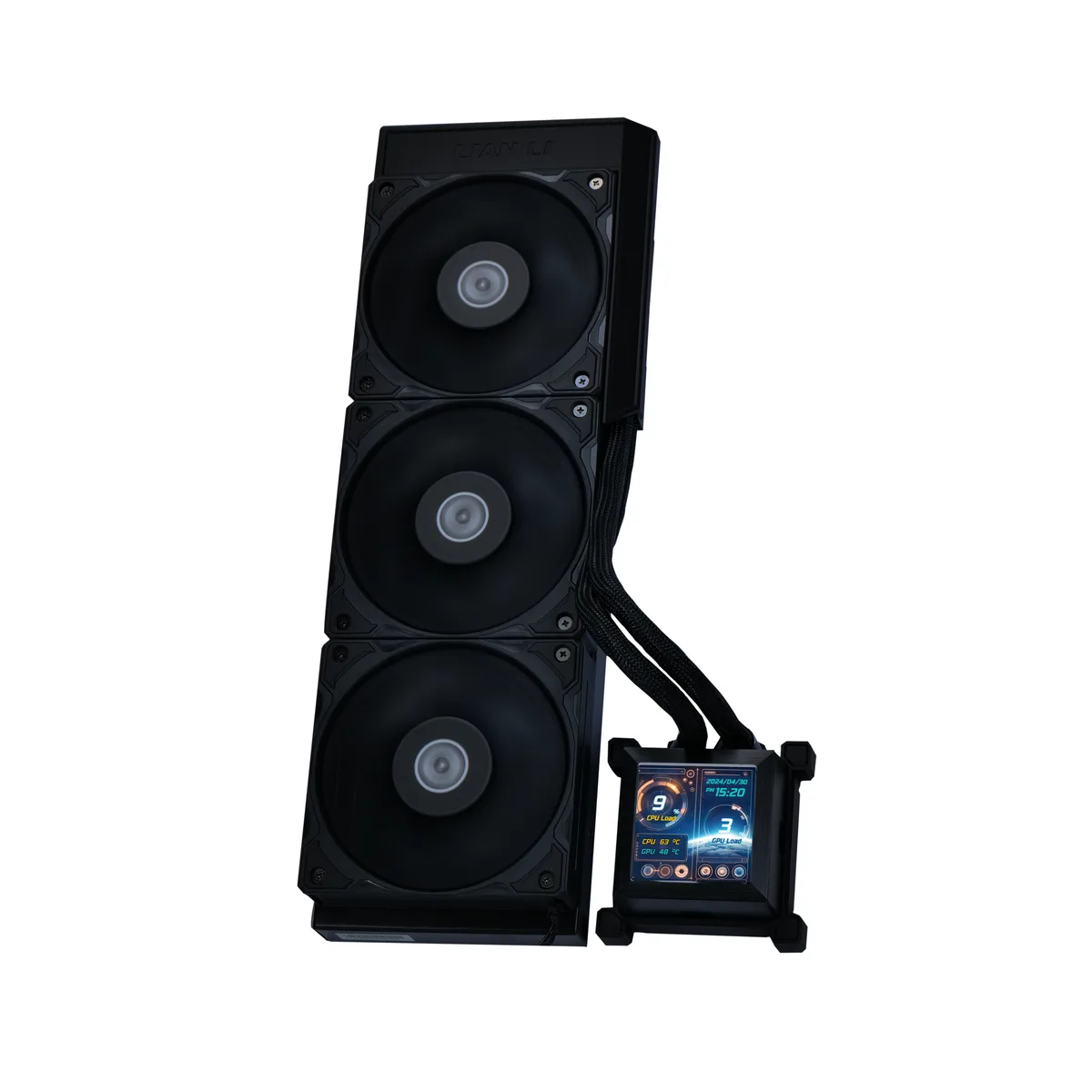 Lian Li Lian Li Hydroshift 360 AIO liquid cooler 360 mm 3×120 mm 2.88" LCD 480×480 black HSLCD36SB — product photo