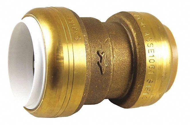 Straight brass push-to-connect coupling with 1-inch ends