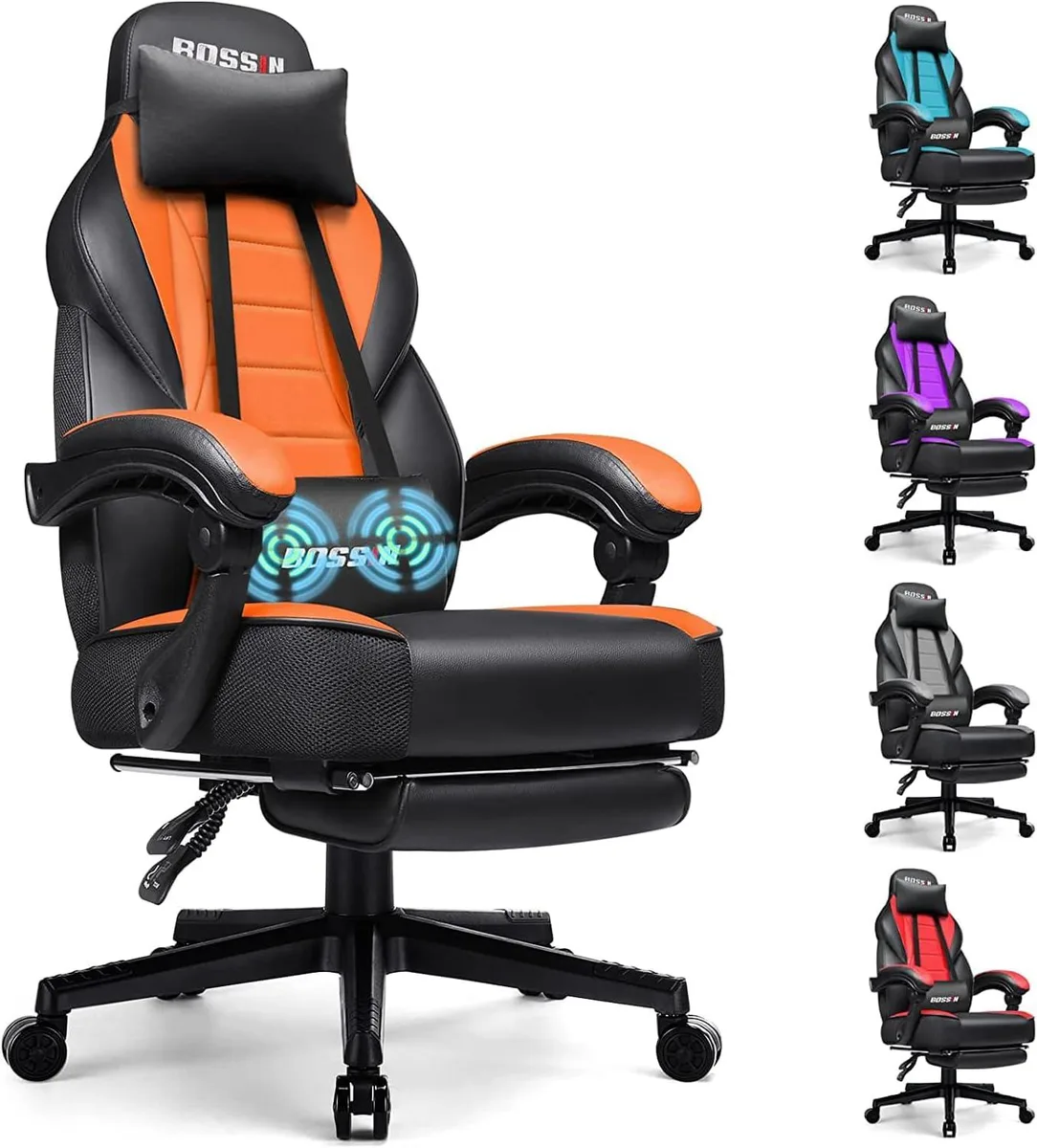 Vitesse Vitesse BOS-TP-DX-09 Gaming Chair Orange 27.2"W 47"H 90-155° 300 lbs — product photo