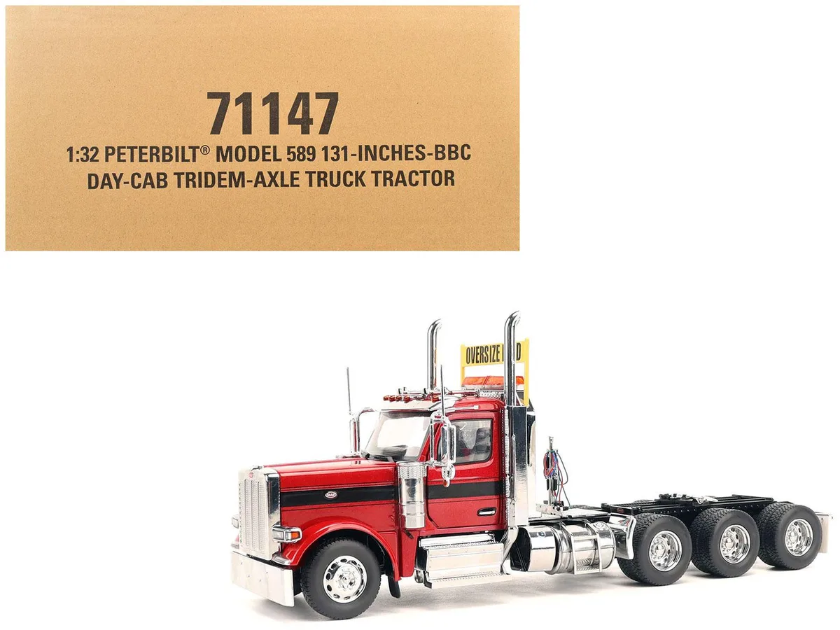 DieCast Masters DieCast Masters Peterbilt 589 Tridem-Axle Day Cab Legendary Red Transport Series 1/32 Hobby Collectible — product photo