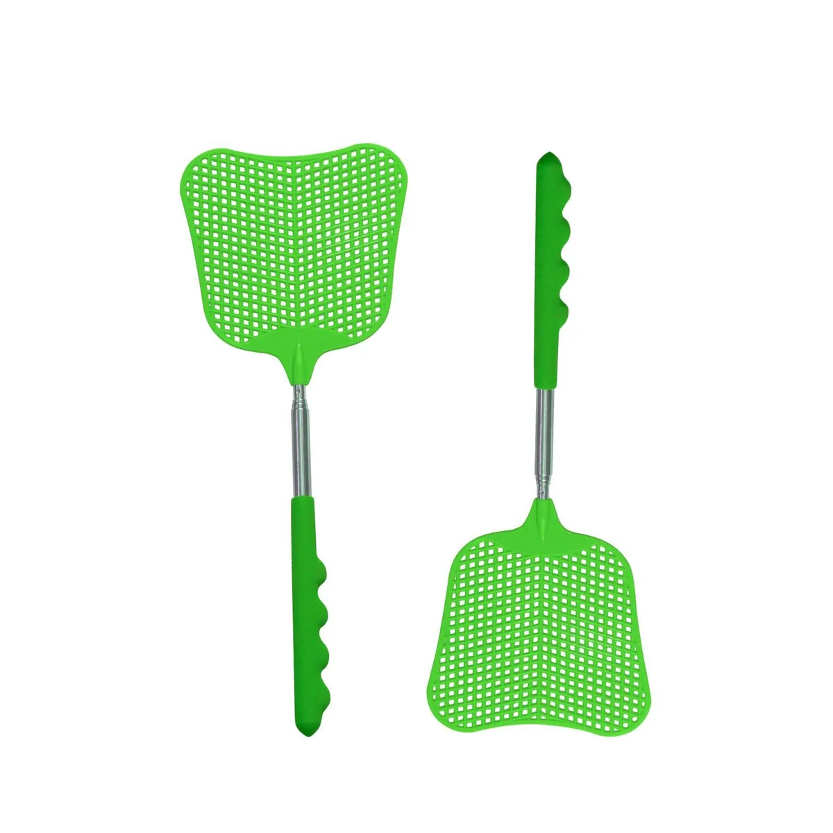  Fly Swatters 2 Pack Green Telescopic Stainless Steel Handle — product photo