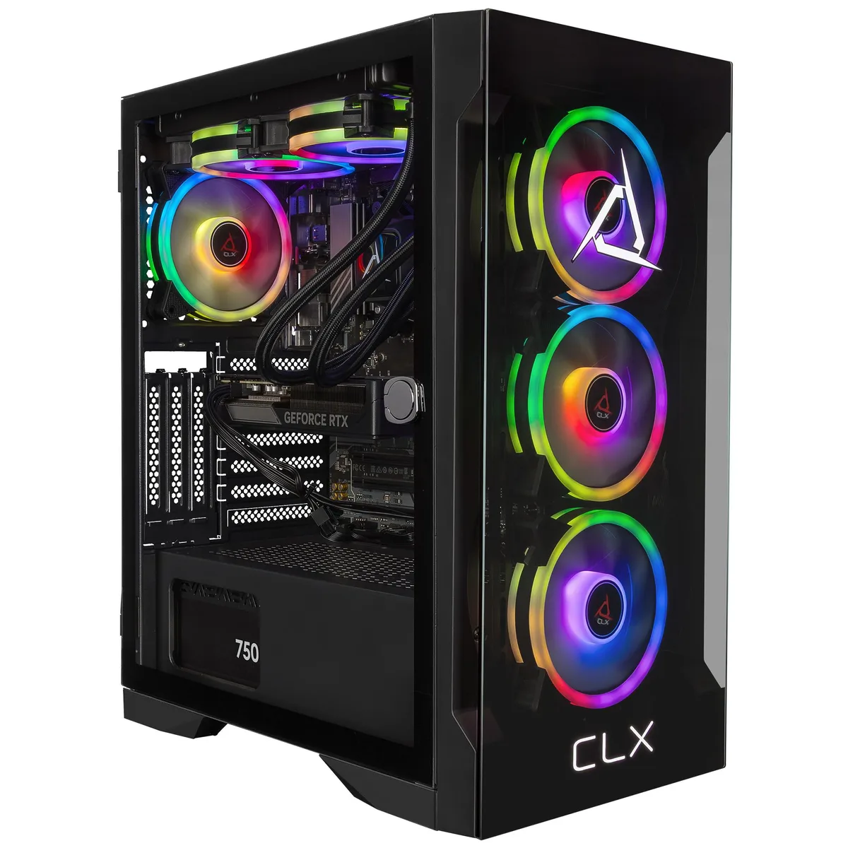 CLX Gaming CLX Gaming TGMSETRTA5504BM gaming PC Ryzen 7 9700X 32GB DDR5 RTX 5060 Ti 16GB GDDR7 2TB NVMe — product photo